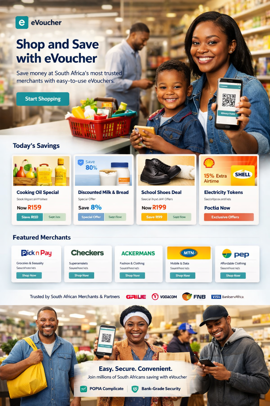 South African family saving with eVoucher
